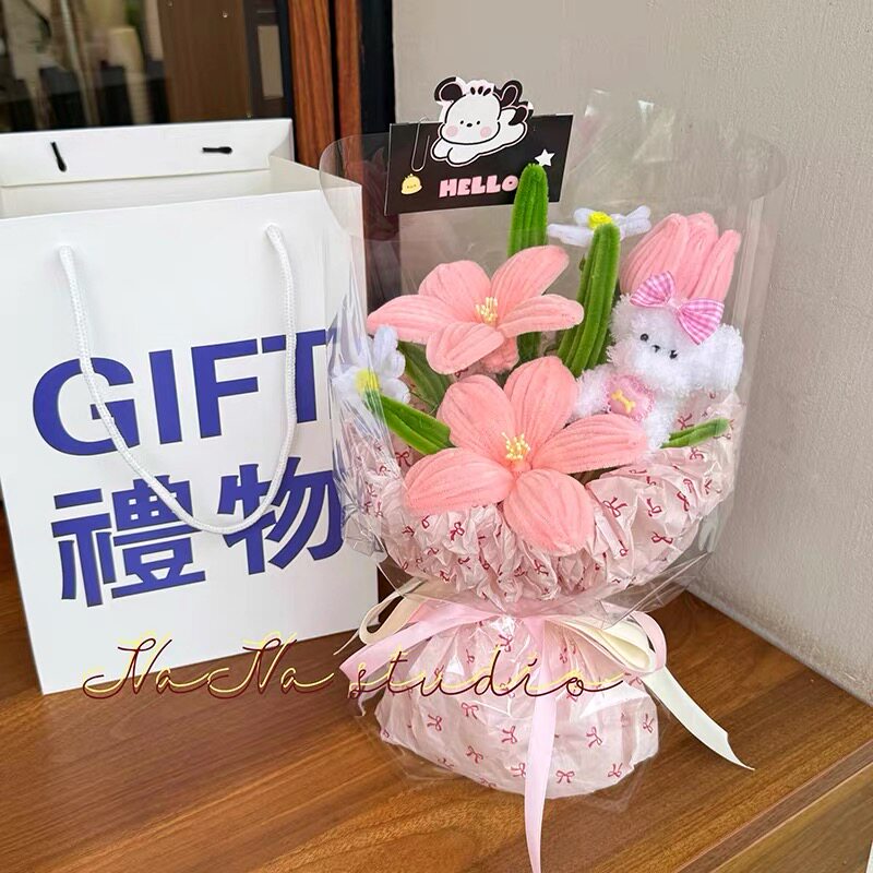 小狗扭扭棒郁金香花束 图3