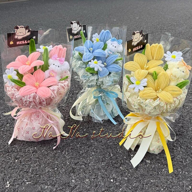 小狗扭扭棒郁金香花束 图1